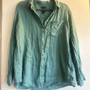 GAP Green Linen Button-Up Shirt